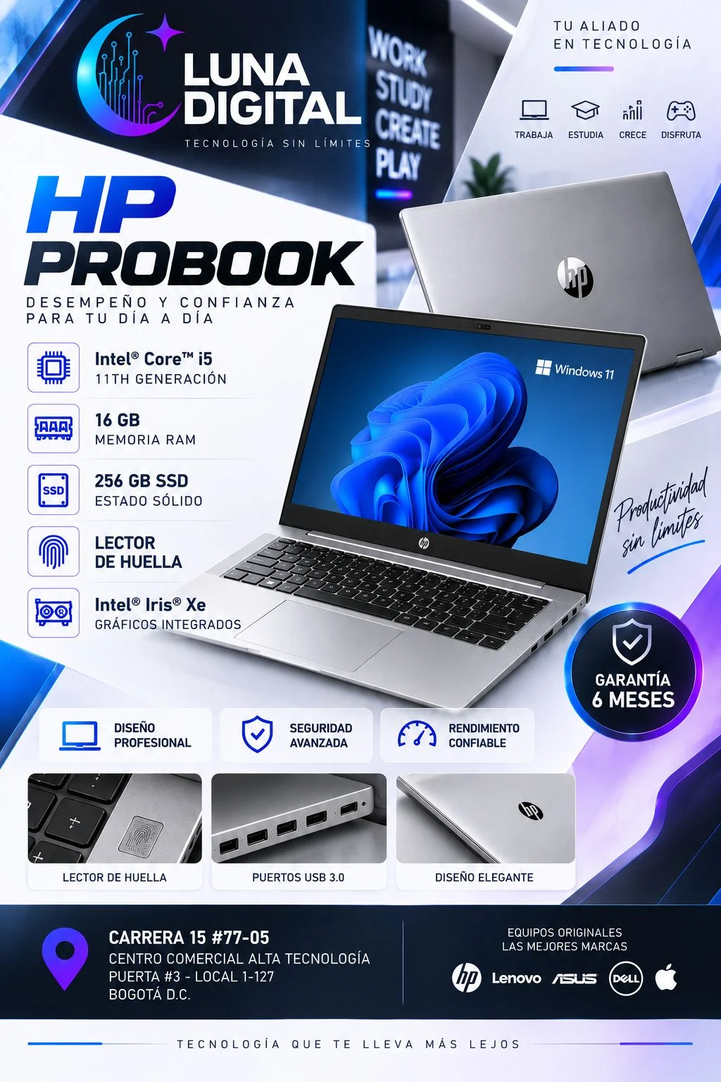 HP PROBOOK 11TH GEN INTEL CORE I5 RAM 16GB SSD 256GB WIN 11 PRO USADA